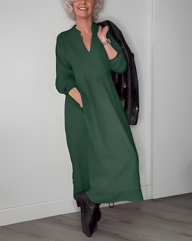 Emma | Slimming Long Dress With V-Neck