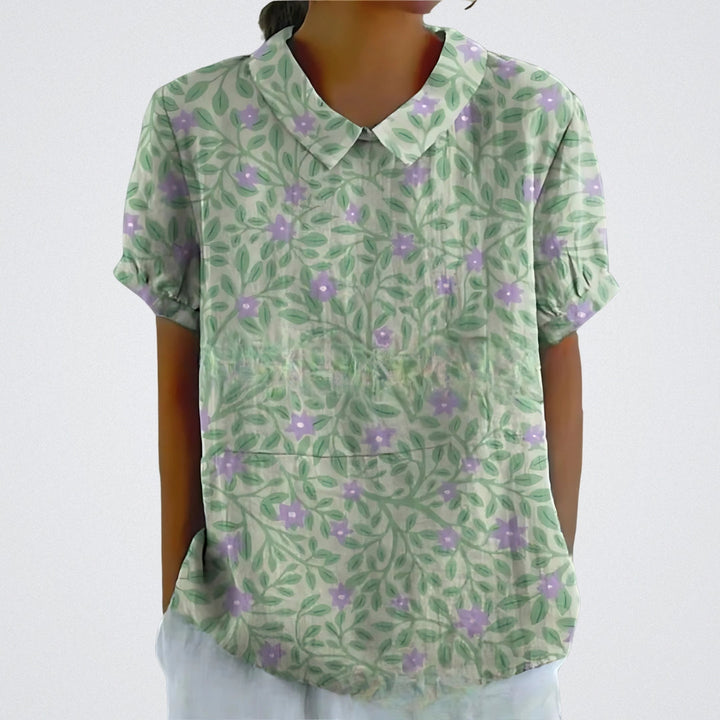 Lina | Floral Linen Blouse