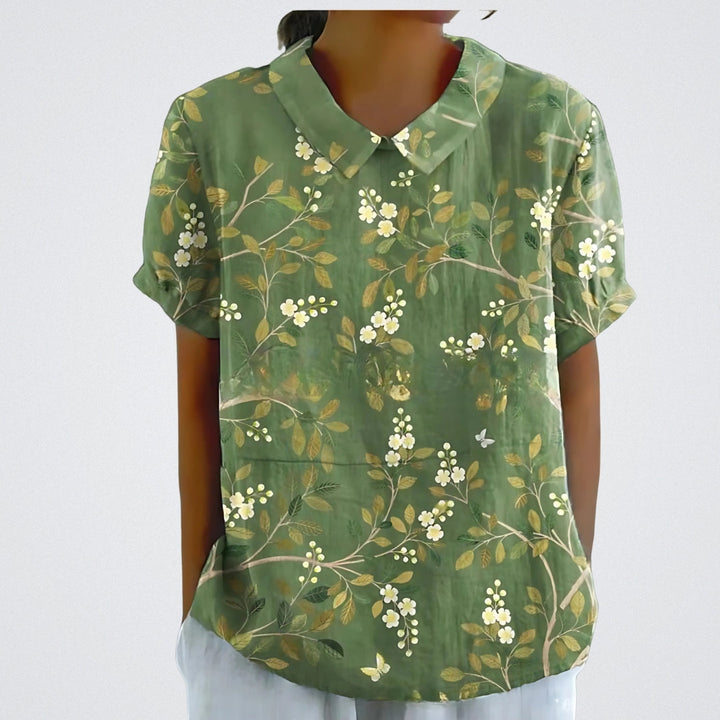 Lina | Floral Linen Blouse
