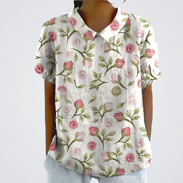 Lina | Floral Linen Blouse