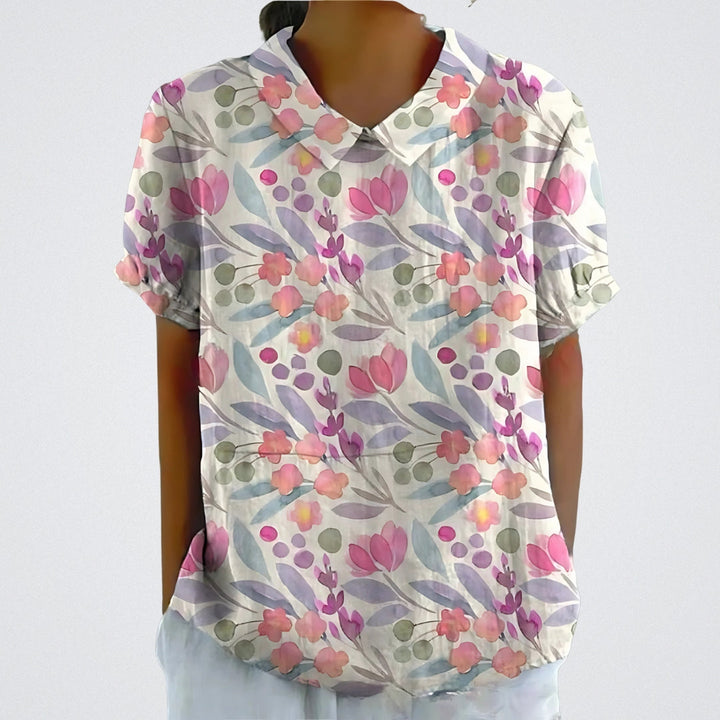 Lina | Floral Linen Blouse