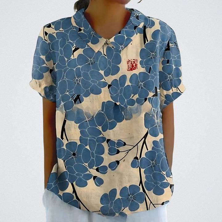 Lina | Floral Linen Blouse