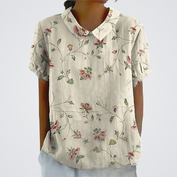 Lina | Floral Linen Blouse