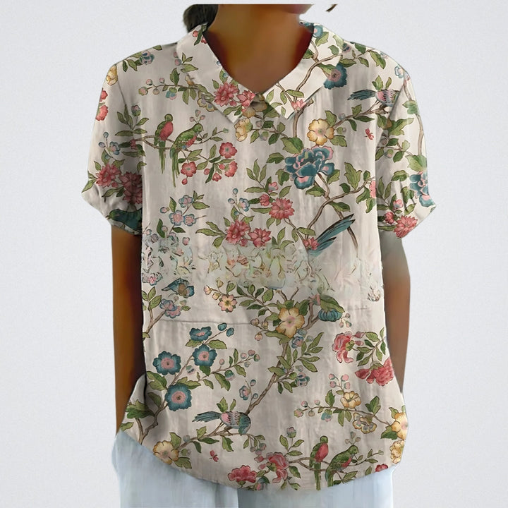 Lina | Floral Linen Blouse