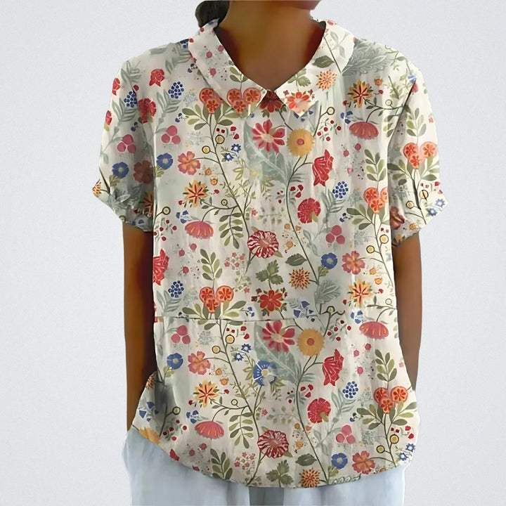 Lina | Floral Linen Blouse