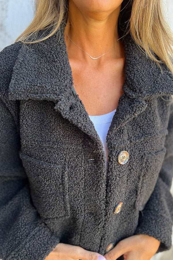 Léa – Warm Teddy Jacket with Elegant Buttons