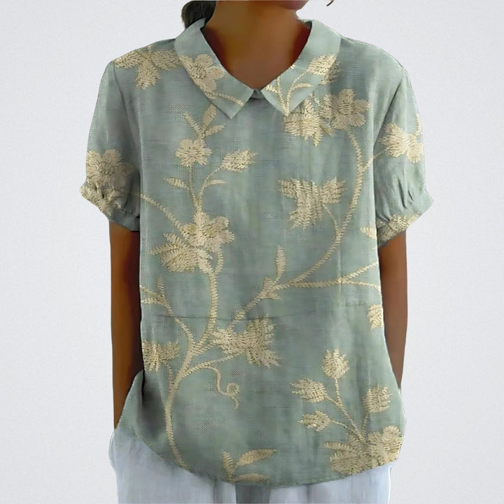 Lina | Floral Linen Blouse