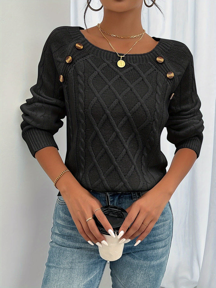 MARY | Long Sleeve Cable Knit Sweater