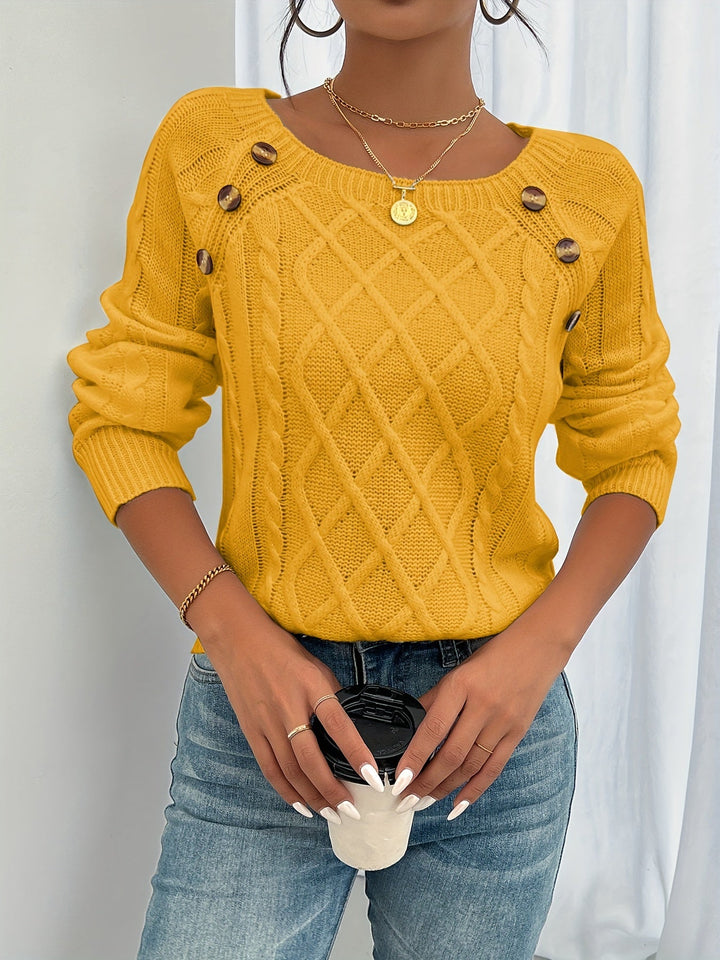 MARY | Long Sleeve Cable Knit Sweater
