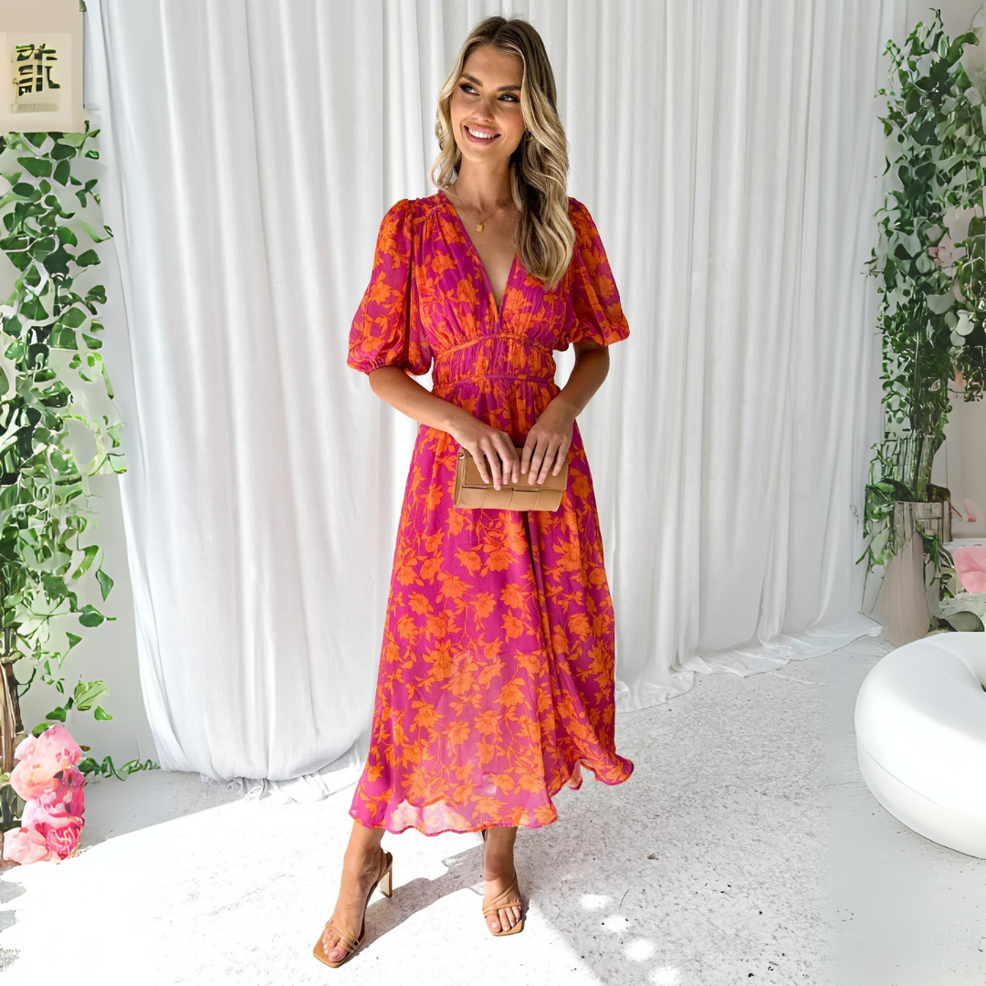 Nyegaard™ | Red Pink Maxi Dress