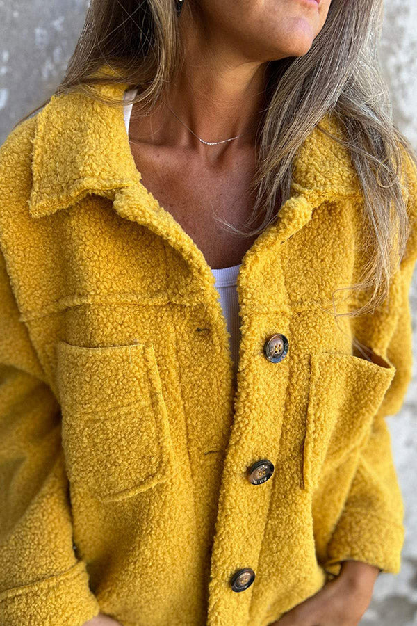 Léa – Warm Teddy Jacket with Elegant Buttons