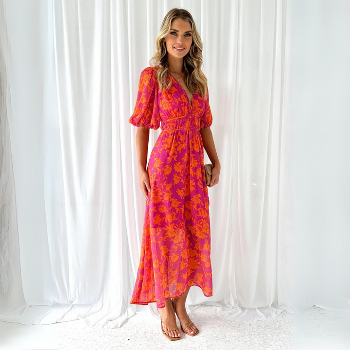 Nyegaard™ | Red Pink Maxi Dress