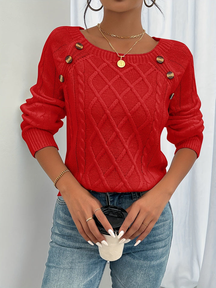 MARY | Long Sleeve Cable Knit Sweater