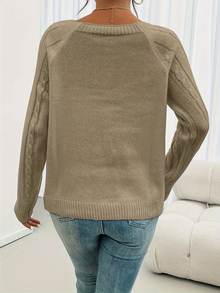 MARY | Long Sleeve Cable Knit Sweater