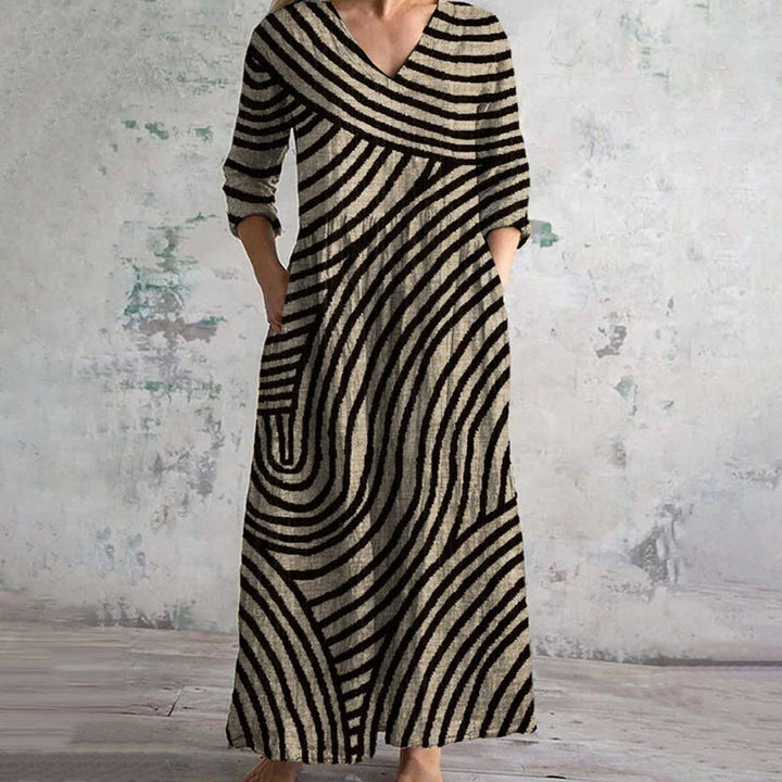 AYLA™ | Vintage Striped Dress – Timeless Elegance with a Modern Twist