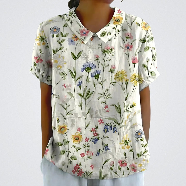Lina | Floral Linen Blouse