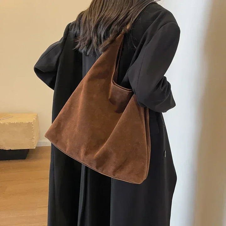 Amina | Large Vegan Suede-Like Fabric Bag with Multiple Pockets