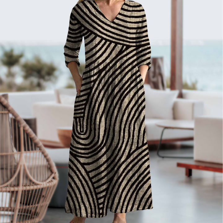 AYLA™ | Vintage Striped Dress – Timeless Elegance with a Modern Twist