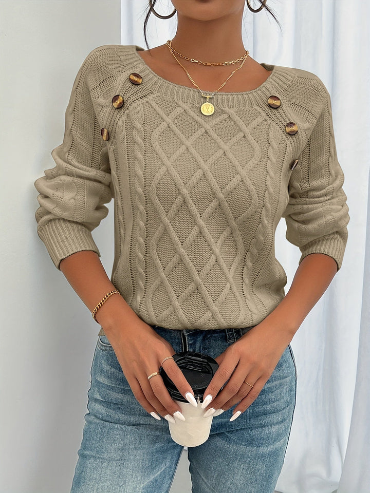 MARY | Long Sleeve Cable Knit Sweater
