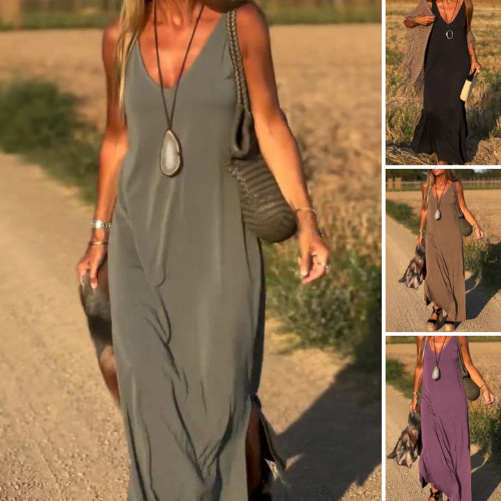 Women's long V-neck dress