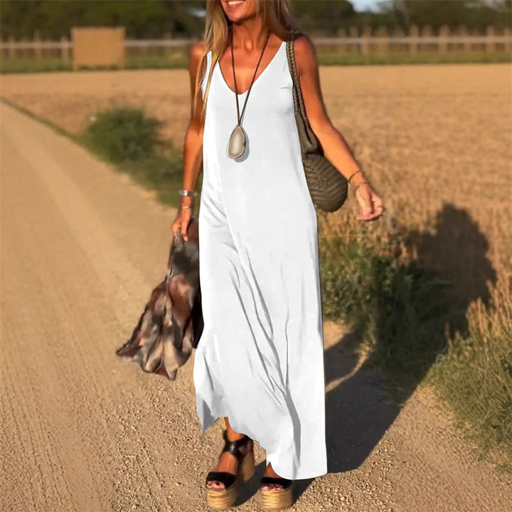 Women's long V-neck dress