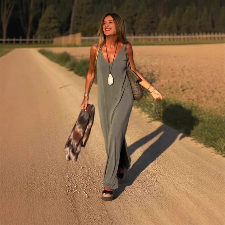 Women's long V-neck dress