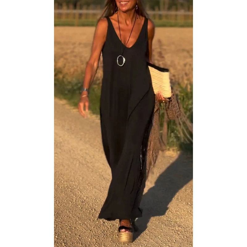 Women's long V-neck dress
