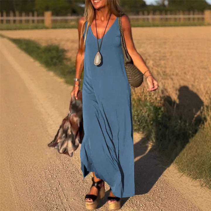 Women's long V-neck dress